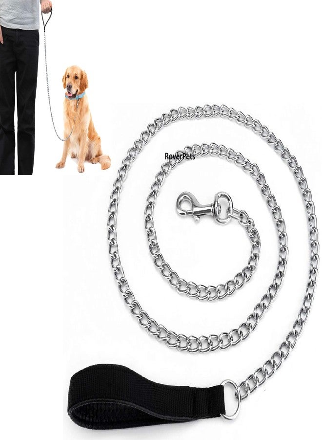 RoverPets طوق كلاب معدني شديد التحمل من روفر بيتس بمقبض مبطن ناعم - طوق سلسلة قوي للكلاب المتوسطة والكبيرة - طوق فولاذي مقاوم للصدأ للتدريب والمشي - Image 1